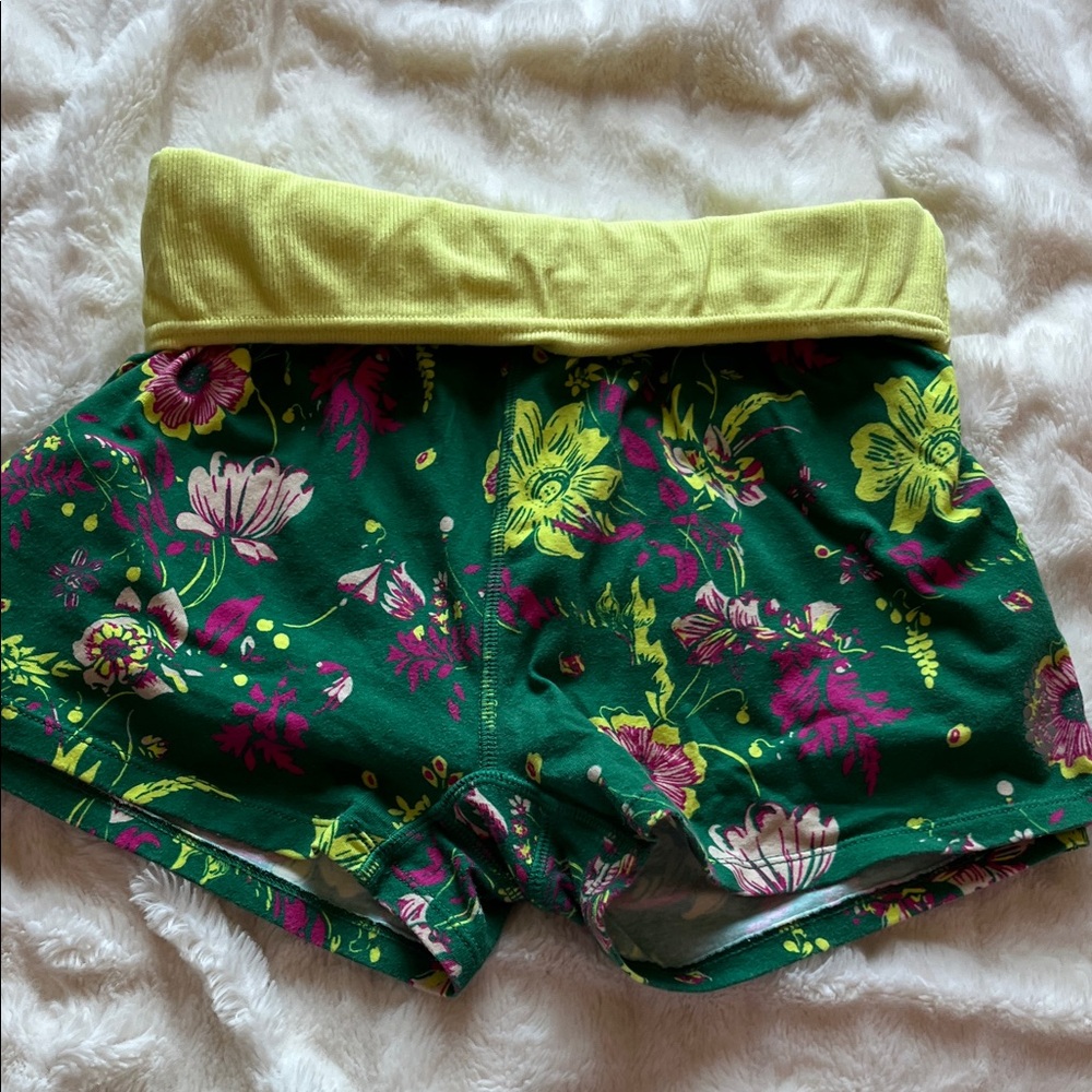 Free people movement Floral Green and Yellow Women's athletic Shorts - Picture 7 of 15
